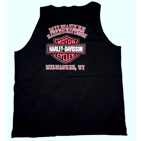 Harley-Davidson 100th Anniversary Black Sleeveless Tank Milwaukee WI 1903-2003 - Picture 3 of 5